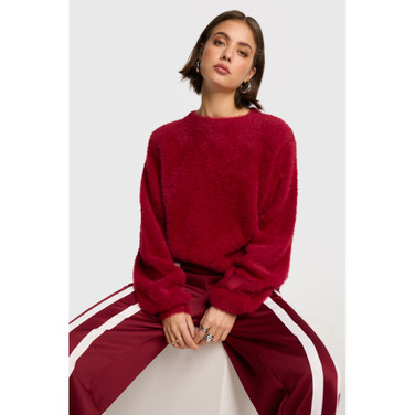 Ladies Knitted Mohair Pullover Bordeaux