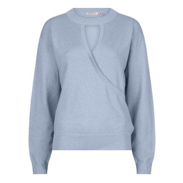 Sweater l/slve wrapover lurex Blauw