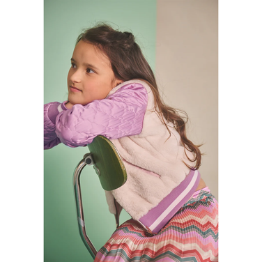 Doris Stepped Jacket with Fur Roze