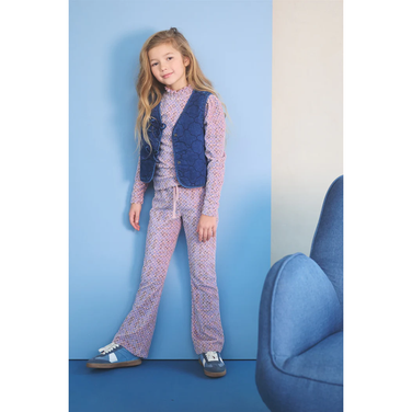 Sady AOP Rib Jersey Flared Pants Blauw
