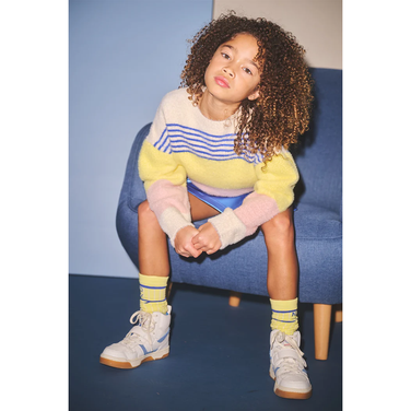 Kendra Fluffy Striped Sweater Off White