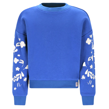 Konono Furry Sweat with Sleeveprint Blauw