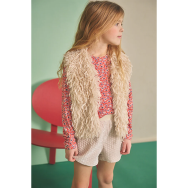 Kath Long Hair Fur Gilet Off White