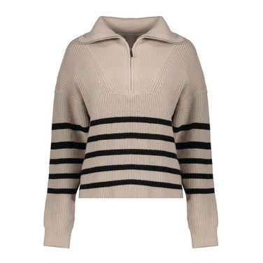 Pullover zip striped Zand