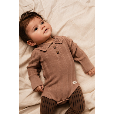 Avusy Romper Rib Ruffled Roze