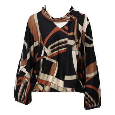 V hals top met design Zwart 1