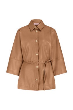 Lenny faux leather blouse Camel