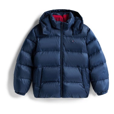 Essential Down Jacket Hooded Donker Blauw