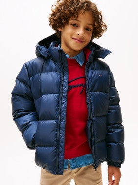 Essential Down Jacket Hooded Donker Blauw