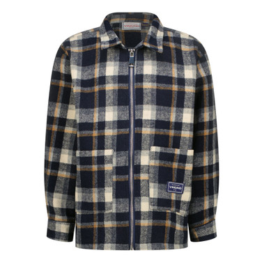 Leck Checked Shirt Zipper Donker Blauw