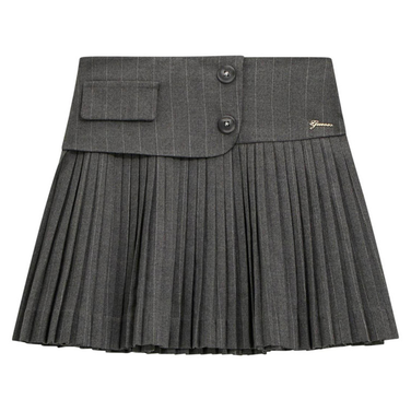 PINSTRIPE PLEATED MINI SKIRT Antraciet