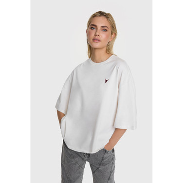 Ladies Knitted Back Logo T-shirt Off White