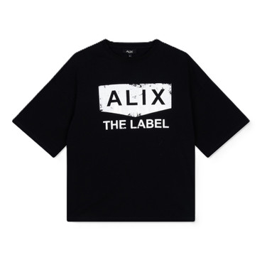 Ladies Knitted Foil Print T-shirt Zwart 1