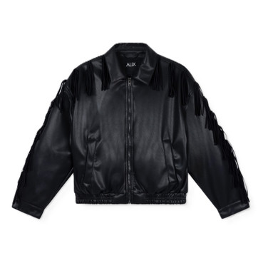 Ladies Woven Fringe Jacket Zwart 1