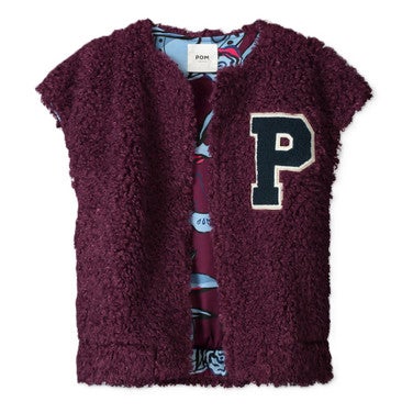 GILET - Teddy Baseball Plum Paars