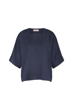 Madison mono jacquard top Donker Blauw
