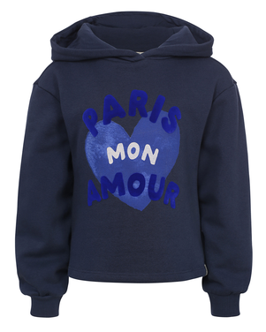 Little hooded sweater with ruffle Paris Donker Blauw
