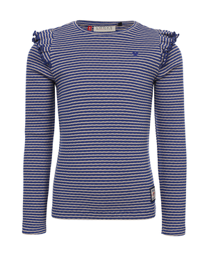 Little striped longsleeve t-shirt ruffle Blauw