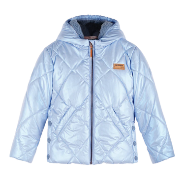 Button Hooded Short Winter Jacket Licht Blauw