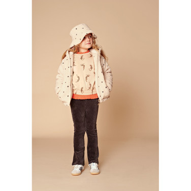 girls winter teddy jacket hearts embroidery Beige