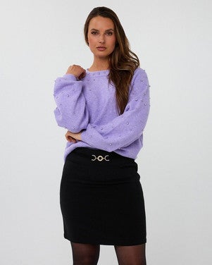 Sweater raglan pearls Paars