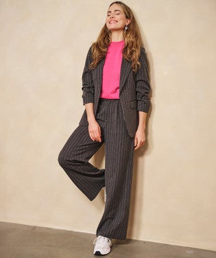 Trousers high waist stripe studs Grijs