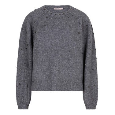 Sweater raglan pearls Grijs