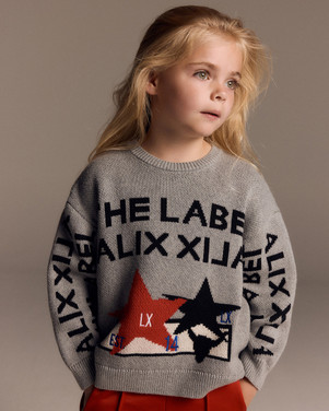 kids knitted jacquard pullover Grijs