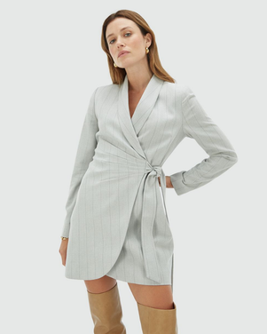 BONITA Overslagjurk met krijtstreep Grijs