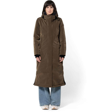Lange waterdichte Parka-jas Camel