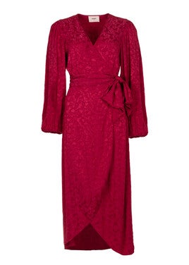 Dress Blossom Midi Jacquard Rood