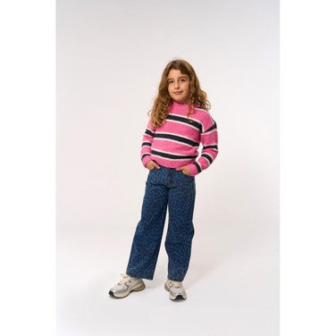 Prima Wide Jeans Blue Leopard Blauw