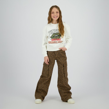 Cassie Cargo Leopard Extra Wide Leg Bruin 1