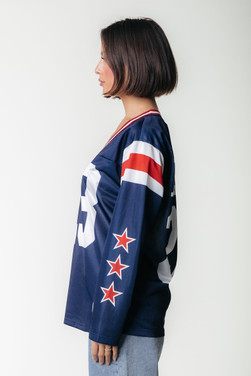 Kayla Football Tee Blauw