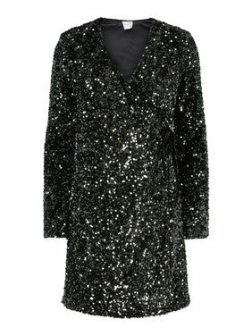 YASELLE LS WRAP DRESS - SHOW Zwart 1