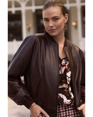 Mayte faux leather bomber Bruin 1