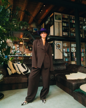 ladies woven fitted blazer MILY Bruin 1