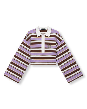 ladies knitted cropped stripe polo MUSE Multi