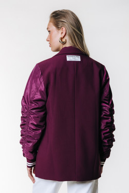 Gemma Contrast Sleeve Blazer Bordeaux