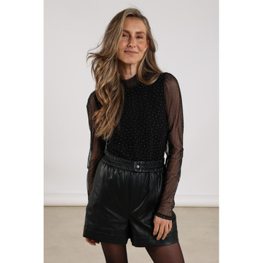 Puck Top Strass Zwart 1