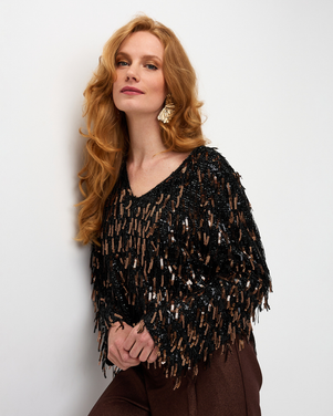Top fringes sequins Zwart 1