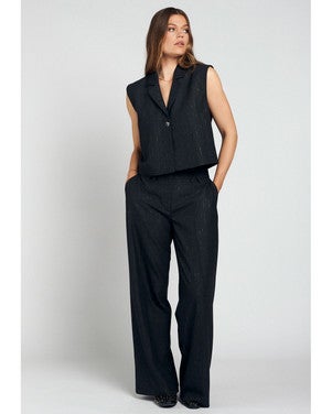 Sarah Pants Pinstripe Glitter Zwart 1