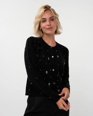 Cardigan embellished Zwart 1