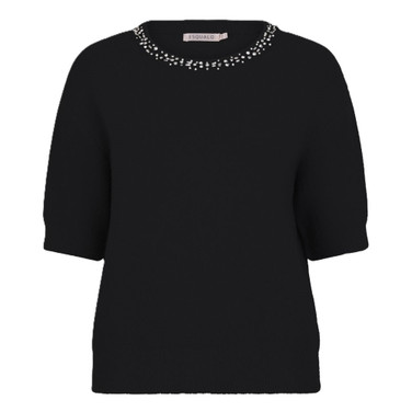 Sweater fancy neck s/slve Zwart 1