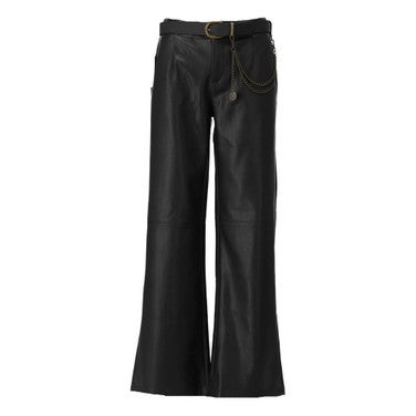 Vegan lederen broek met RIEM Zwart 1