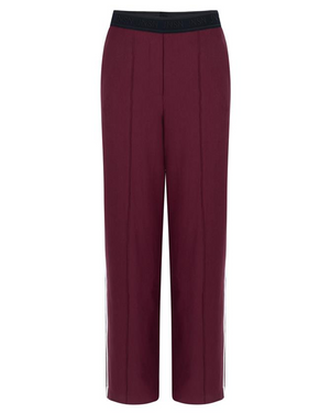 JOY BROEK HVM 411 wide leg binding at side logo waistband Bordeaux