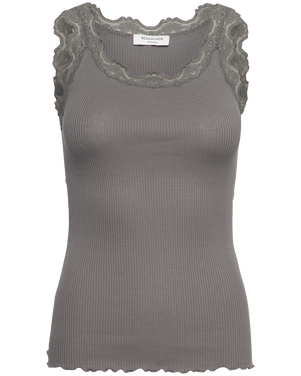 RWBabette Silk SL U-neck Lace Top Grijs