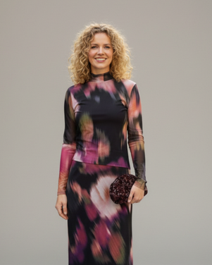 YASMINDY HIGH NECK LS MESH TOP - SHOW Zwart 1