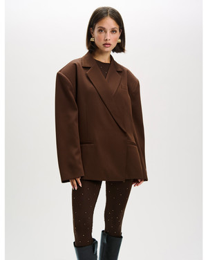 Ladies Woven Oversized Blazer Adele Bruin 1