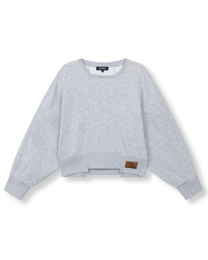 Ladies Knitted Cropped Sweater Lovee Grijs